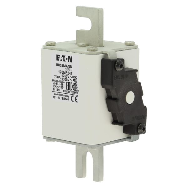 Fuse-link, high speed, 700 A, AC 1250 V, size 2, 61 x 77 x 138 mm, aR, DIN, IEC, single indicator image 4