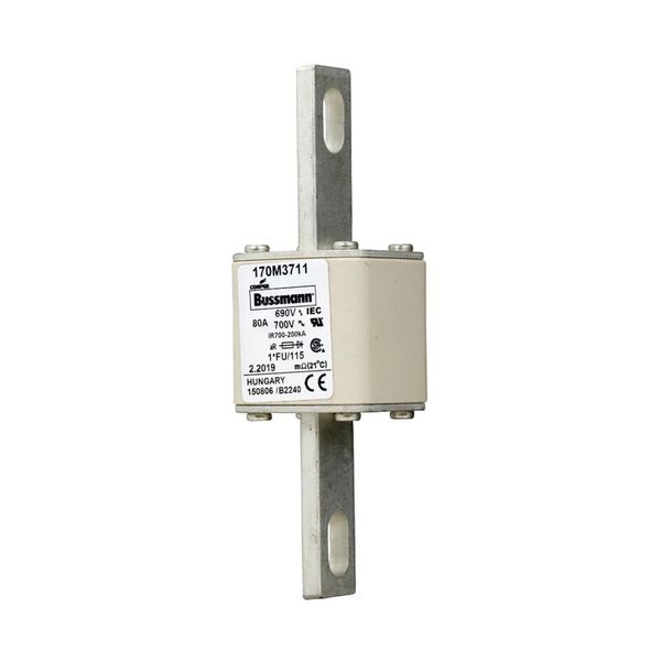 Fuse-link, high speed, 80 A, AC 690 V, compact size 1, 45 x 45 x 148 mm, aR, IEC, UL image 3