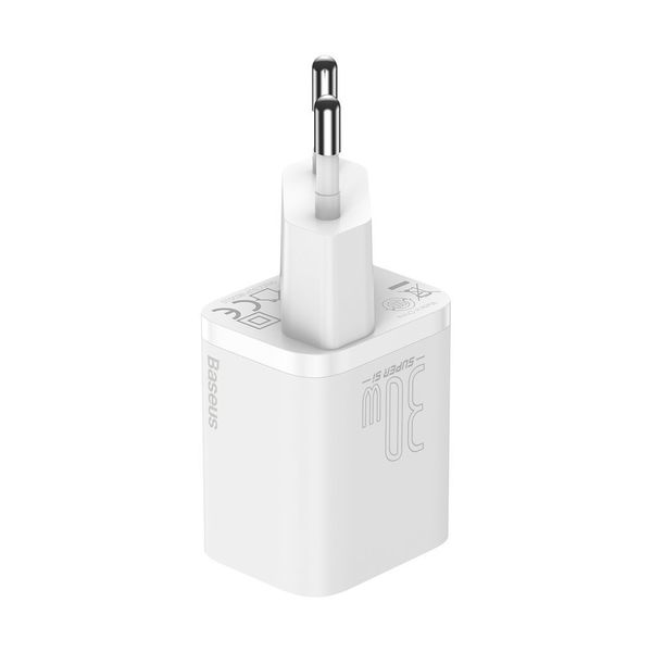 Wall Quick Charger Super Si 30W USB-C QC3.0 PD, White image 2