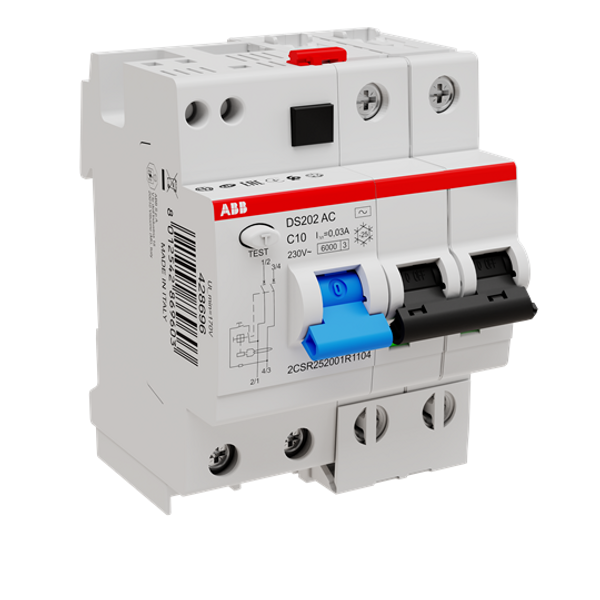 DS202 AC-C10/0.03 Residual Current Circuit Breaker with Overcurrent Protection image 2