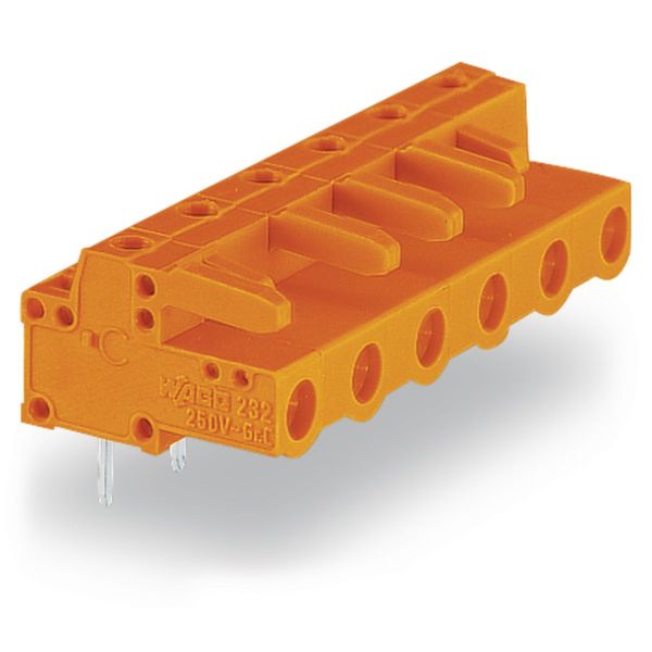 THT female header angled Pin spacing 7.62 mm orange image 1