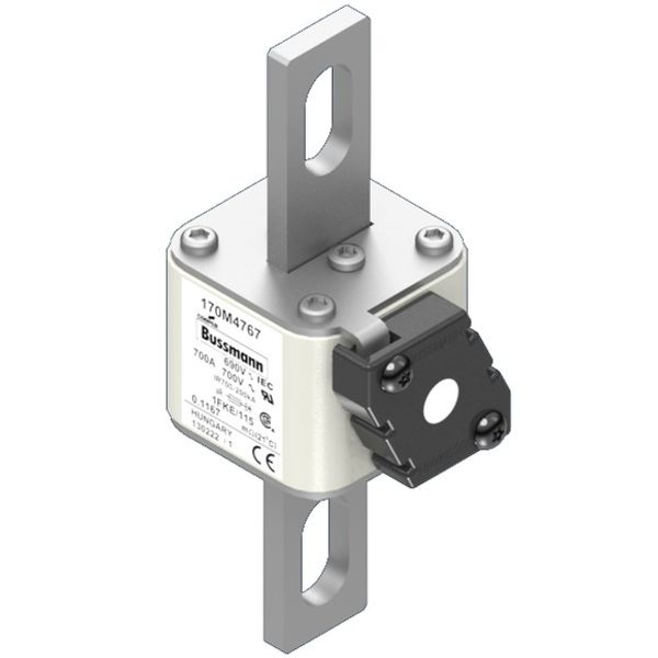 Fuse-link, high speed, 700 A, AC 690 V, size 1, 53 x 69 x 136 mm, aR, IEC, UL, K type indicator, 115 mm centers image 3