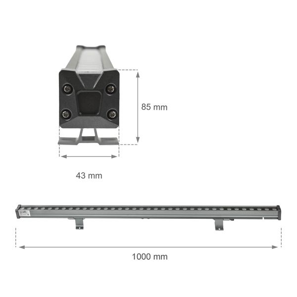 ECLAIR ELEWACYJNA 36W WW 24V 45st IP65 1000x43x85mm SZARY 5 lat gw. image 6