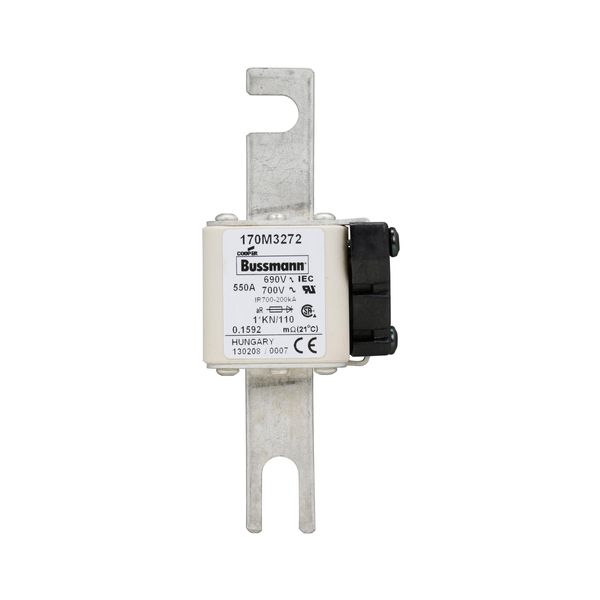 Fuse-link, high speed, 550 A, AC 690 V, compact DIN 1, 45 x 58 x 134 mm, aR, DIN, IEC, type K indicator, 110 mm centres image 11