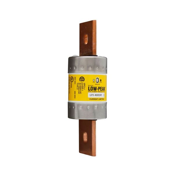 Eaton Bussmann Series LPJ Fuse,LPJ Low Peak,Current-limiting,time delay,400 A,600 Vac,300 Vdc,300000 A at 600 Vac,100 kAIC Vdc,Class J,10s at 500% response time,Dual element,Bolted blade end X bolted blade end conn.,2.11 in dia.,Indicating image 11
