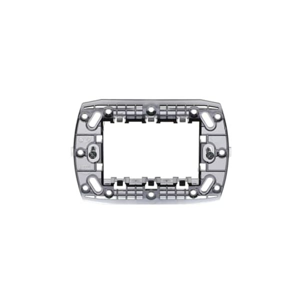 3-module support for rectangular box (center distance 83.5 mm) 1 gang Silver - Chiara image 1