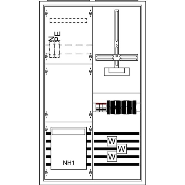 KS4211 Measurement and metering transformer cabinet, Field width: 2, Rows: 0, 950 mm x 550 mm x 215 mm, Isolated (Class II), IP31 image 5