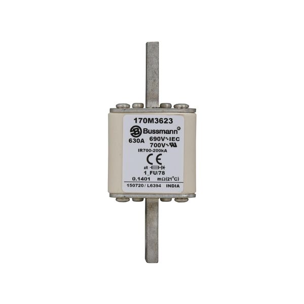 Fuse-link, high speed, 630 A, AC 690 V, compact size 1, 45 x 45 x 110 mm, aR, IEC, UL image 14