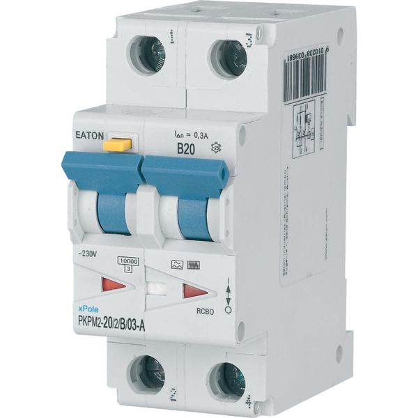 RCD/MCB combination, 20 A, 300 mA, MCB trip characteristic: B, 2p, RCD trip characteristic: A image 13