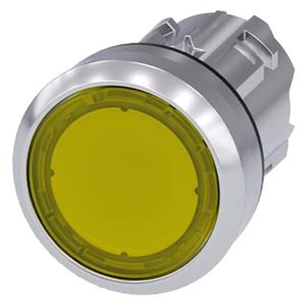 Illuminated pushbutton, 22 mm, round, metal, shiny, yellow, pushbutton, flat, latching, Push-to-release  3SU1051-0AA30-0AA0-Z Y15 image 1