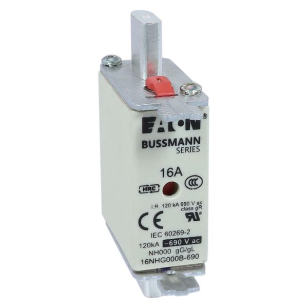 Fuse-link, LV, 16 A, AC 690 V, NH000, gL/gG, IEC, dual indicator, live gripping lugs image 26
