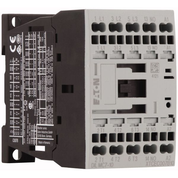 Contactor, 3 pole, 380 V 400 V 3 kW, 1 N/O, 230 V 50 Hz, 240 V 60 Hz, AC operation, Spring-loaded terminals image 5