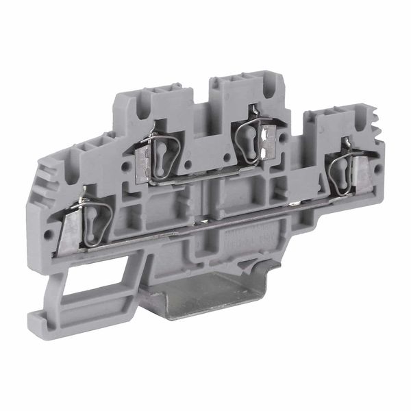 Sping-clamp terminal block 2.5mm2, 2-levels, grey color image 1