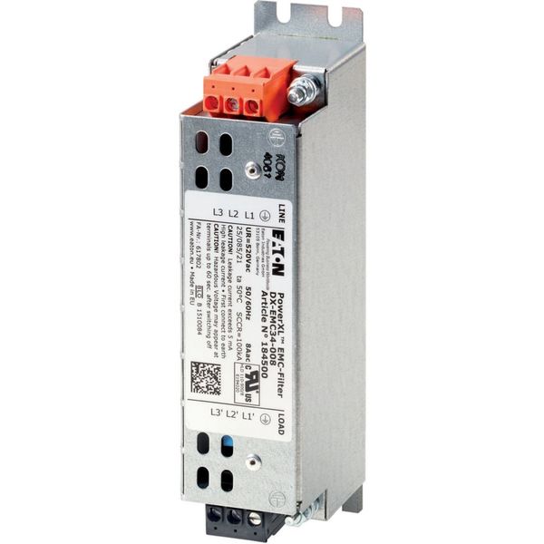 Radio interference suppression filter, three-phase, ULN= max. 520 + 10% V, 8 A, For use with: DE1, DE11, DC1, DA1, DG1 image 4