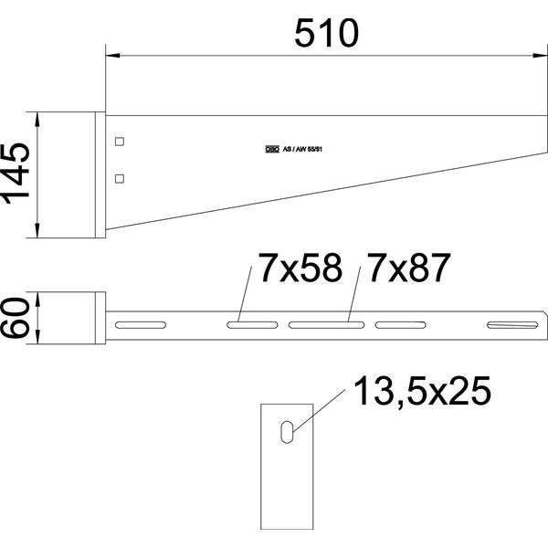 AW 55 51 FT Wall and support bracket with welded head plate B510mm image 2