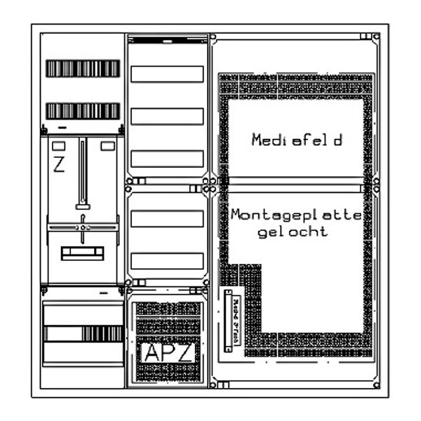 Z„hlerverteiler 1xZF, H=1100 B=1050 T=210mm, 1xVF, APZ, 2xMF image 1