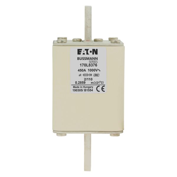 Fuse-link, high speed, 450 A, AC 1000 V, Size 2, 61 x 61 x 141 mm, aR, DIN, IEC, single indicator image 8