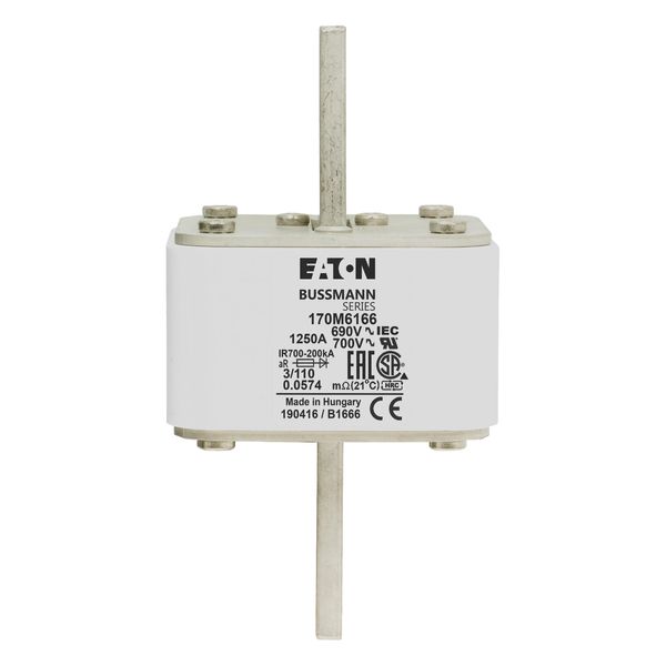 Fuse-link, high speed, 1250 A, AC 690 V, DIN 3, 76 x 90 x 139 mm, aR, DIN, IEC, single indicator image 8