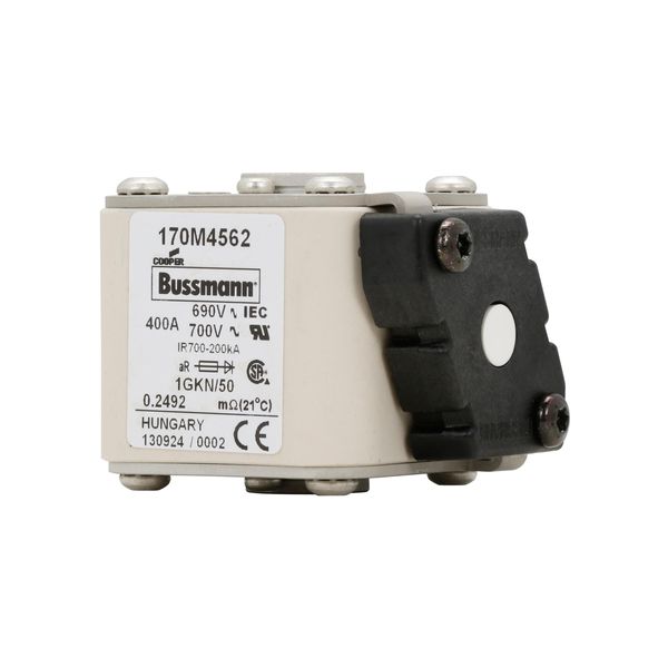 Fuse-link, high speed, 400 A, AC 690 V, size 1, 53 x 69 x 51 mm, aR, IEC, UL, single indicator image 12