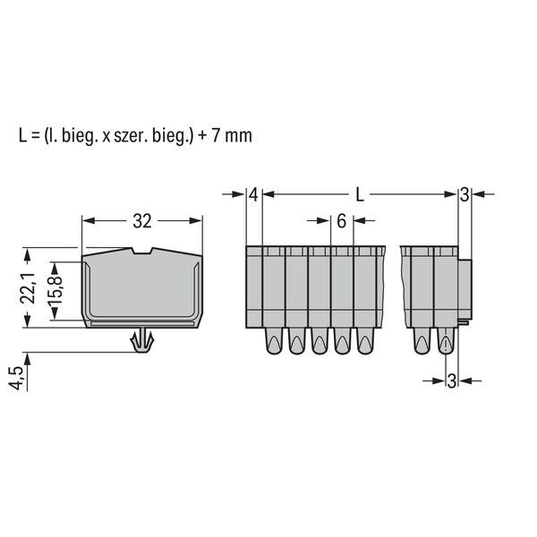 2-conductor terminal strip without push-buttons with snap-in mounting image 4