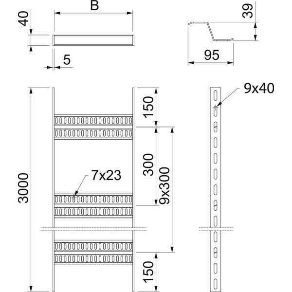 SLZ 400 FT Cable ladder, shipbuilding with Z-rung 40x410x3000 image 2