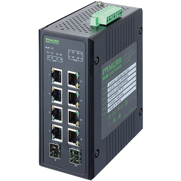 10 Port unmanaged Gigabit Switch 4 PoE 2 SFP Ports IP20 metal image 1