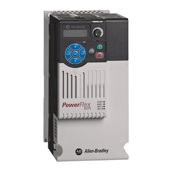 Allen-Bradley 25A-D013N104 PowerFlex 523 AC Drive, 480 VAC, 3 Phase, 7.5 HP, 5.5 kW Normal Duty; 7.5 HP, 5.5 kW Heavy Duty, Frame C, IP20 NEMA / Open Type, No Filter image 1