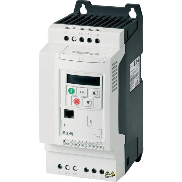 Variable frequency drive, 230 V AC, 3-phase, 10.5 A, 2.2 kW, IP20/NEMA 0, Radio interference suppression filter, Brake chopper, FS2 image 1