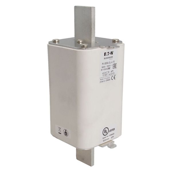 Fuse-link, high speed, 500 A, DC 1500 V, 3L, 75 x 205 mm, gPV, IEC, UL, without indicator image 5