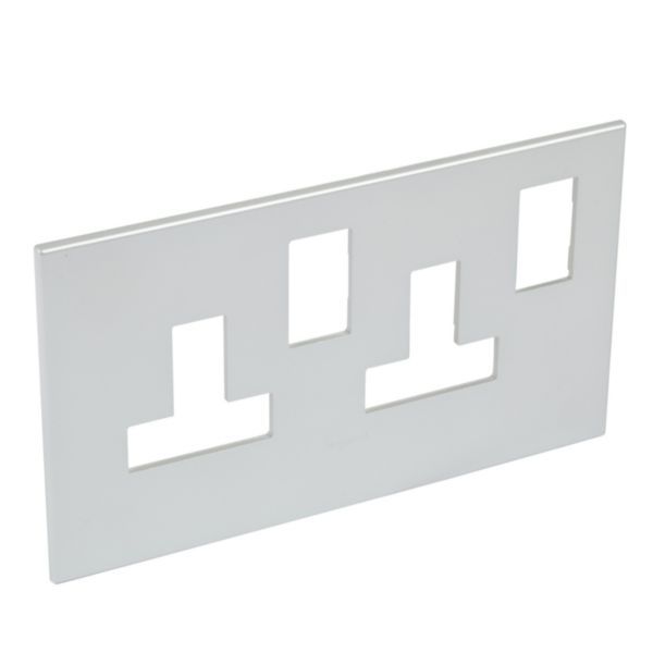 Arteor Surround Plate for 2 Gang 13A Switched Socket Outlet Soft Alu image 1