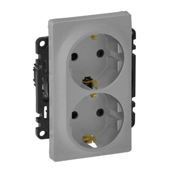 2x2P+E socket Valena Life - German std - 16 A - 250 V~ - alu image 1