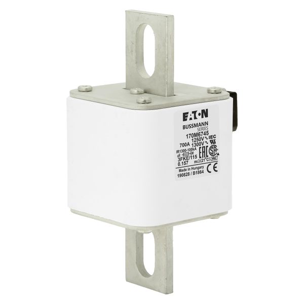 Fuse-link, high speed, 700 A, AC 1250 V, size 3, 76 x 92 x 159 mm, aR, IEC, UL, single indicator image 18