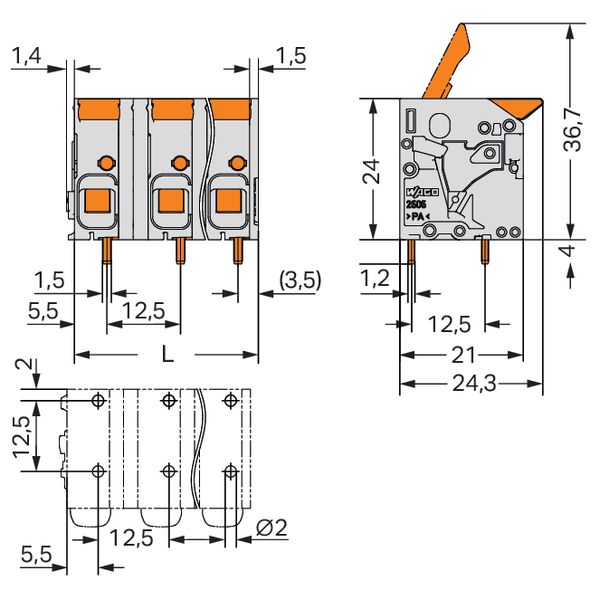 2606-1362 PCB terminal block; lever; 6 mm² image 7