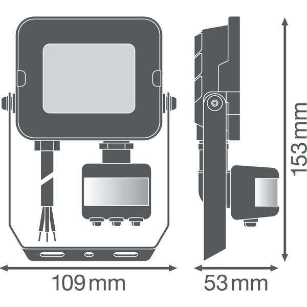 FLOODLIGHT COMPACT SENSOR 10W 830 SYM 100 BK image 20