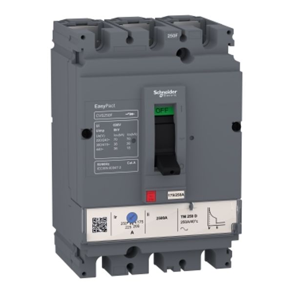 circuit breaker EasyPact CVS100F, 36 kA at 415 VAC, 50 A rating thermal magnetic TM-D trip unit, 3P 3d image 2