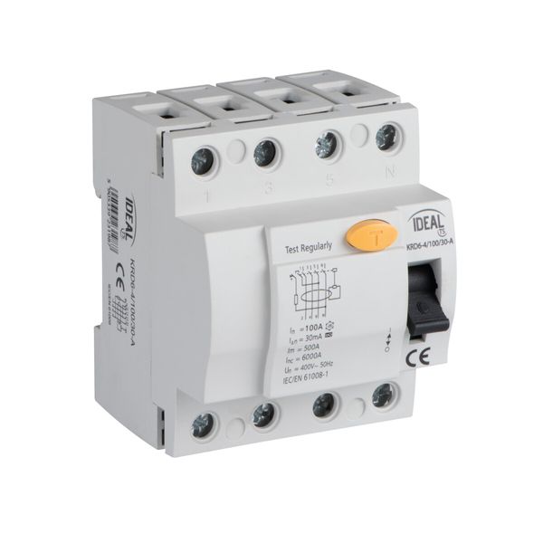 KRD6-4/100/30-A Residual-current circuit breaker, 4P KRD6-4 image 1