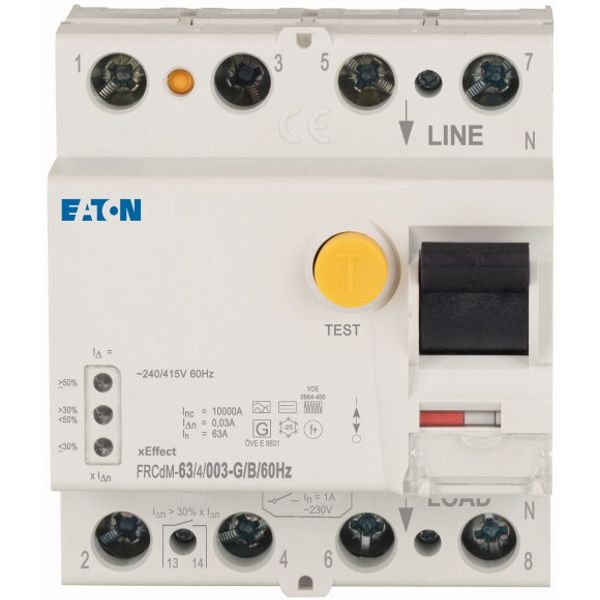 Digital residual current circuit-breaker, all-current sensitive, 63 A, 4p, 30 mA, type G/B, 60 Hz image 1