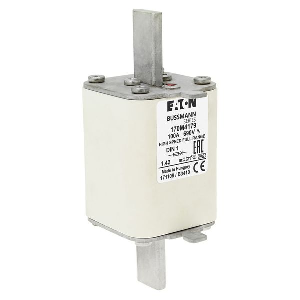 Fuse-link, high speed, 100 A, AC 690 V, DIN 1, 52 x 66 x 135 mm, gR, DIN, IEC, single indicator image 17