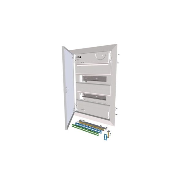 Hollow wall compact distribution board, 2-rows, flush sheet steel door image 1