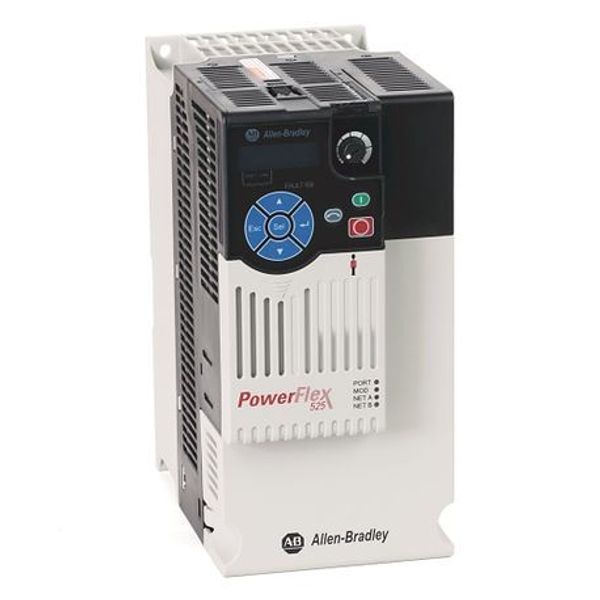 Allen-Bradley 25B-E9P9N104 PowerFlex 525 AC Drive, with Embedded EtherNet/IP and Safety, 600 VAC, 3 Phase, 7.5 HP, 5.5 kW Normal Duty; 7.5 HP, 5.5 kW Heavy Duty, Frame C, IP20 NEMA / Open Type, No Filter image 1