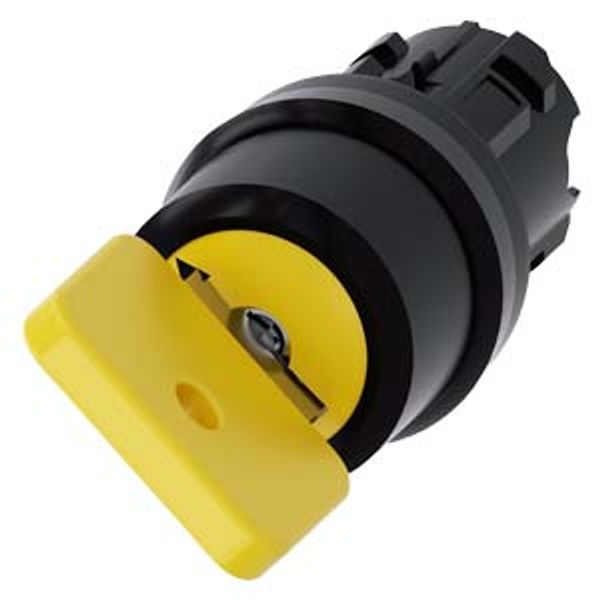 3SU1000-4JC01-0AA0-Z Y19 Key-operated switch O.M.R, 22 mm, round, plastic, lock number 73033, yellow, with 2 keys, 2 switch positions O image 1