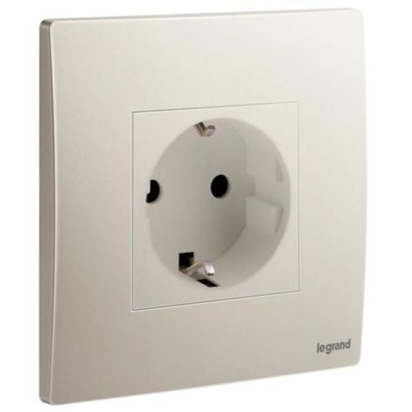 Mallia Senses - 1 gang German socket outlet - 16A - 2 poles with earth - Champagne image 1