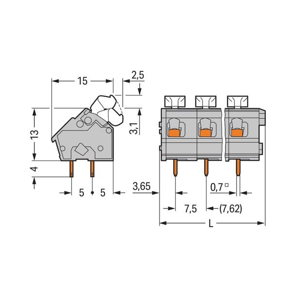 PCB terminal block push-button 2.5 mm² gray image 4