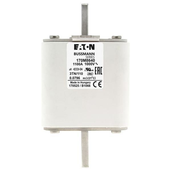 Fuse-link, high speed, 1100 A, AC 1000 V, DIN 3, 74 x 90 x 139 mm, aR, DIN, IEC, single indicator image 2