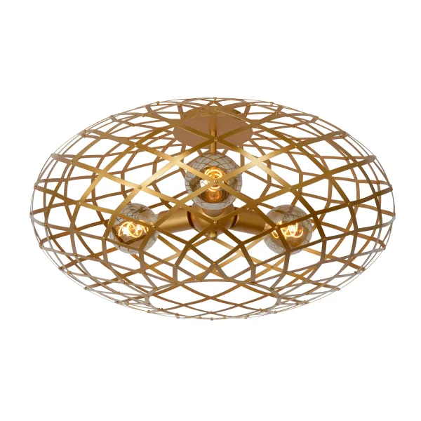 Lucide WOLFRAM - Flush ceiling light - Ø 65 cm - 3xE27 - Matt Gold / Brass image 1