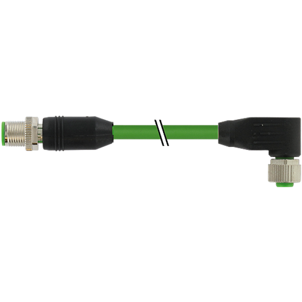 M12 male 0°/M12 fem. 90° Y-cod. PUR AWG20/26 shielded gn+drag-ch 0.75m image 1