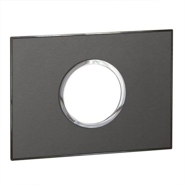 Italian / US standard plate Arteor round version 2 modules - brushed metal black image 1