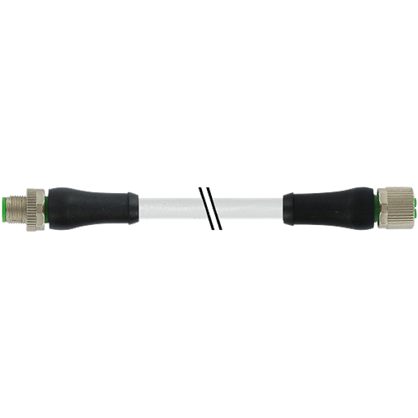 M12 male 0° A-cod./M12 Power L-cod. fem. 0° PUR 2x0.5 gy +drag ch. 10m image 1