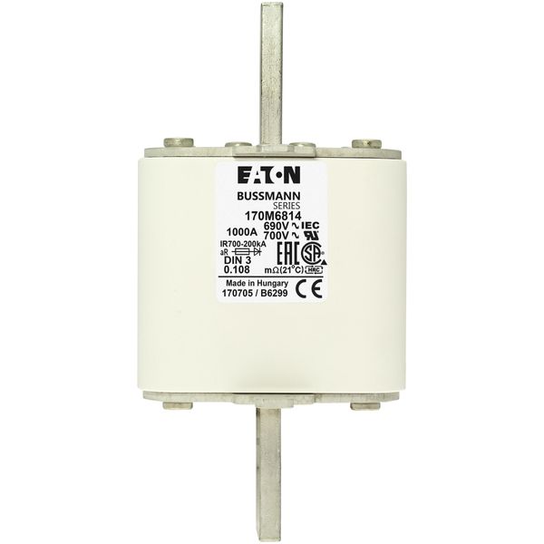 Fuse-link, high speed, 2500 A, AC 300 V, size 3, 92 x 140 x 52 mm, aR, IEC, single indicator image 2