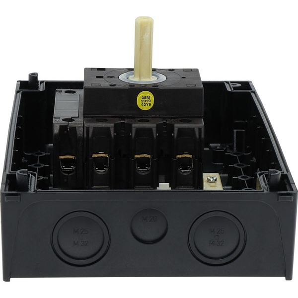 Main switch, P3, 63 A, surface mounting, 3 pole + N, Emergency switching off function, With red rotary handle and yellow locking ring, Lockable in the image 19